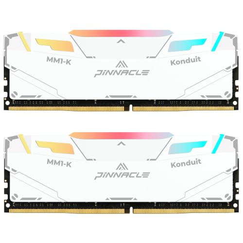 Image of Timetec Pinnacle Konduit RGB DDR4 3200MHz PC4-25600 CL16-18-18-38 XMP2.0 Overclocking 1.35V Compatible for AMD and Intel Desktop Gaming PC Memory Module RAM (RGB White, 32GB KIT(2x16GB))