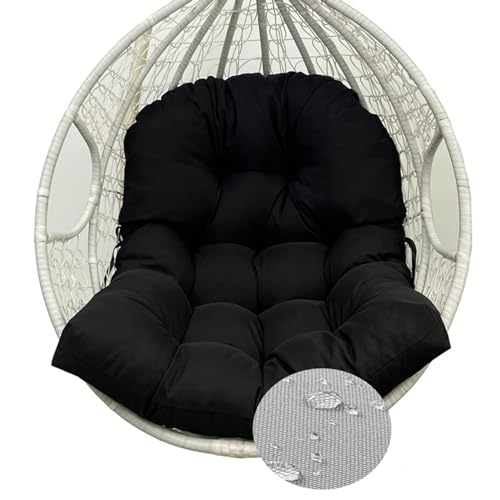 Eoieov Outdoor/Indoor Egg Chair Cushion Replacement,Washable Swing Chair Cushion Black Hanging Basket Chair Cushion,47 * 35