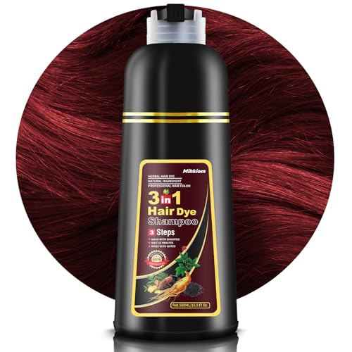 Mihkiom Dark Wine Red Hair Dye Shampoo 3-in-1