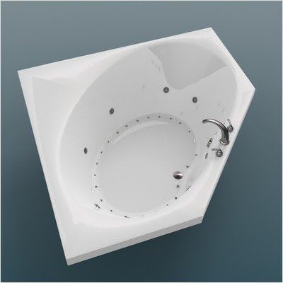 St. Barts 60 x 60 x 23" Corner Air and Whirlpool Jetted Bathtub Color/Trim / Tile Flange / Pump: Biscuit / Brushed Nickel / Yes / Right