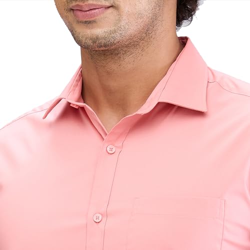 Image of Park Avenue Men's Solid Pattern Slim Fit Cotton Blend Full Sleeve Semi Cut Away Collar Formal Shirt