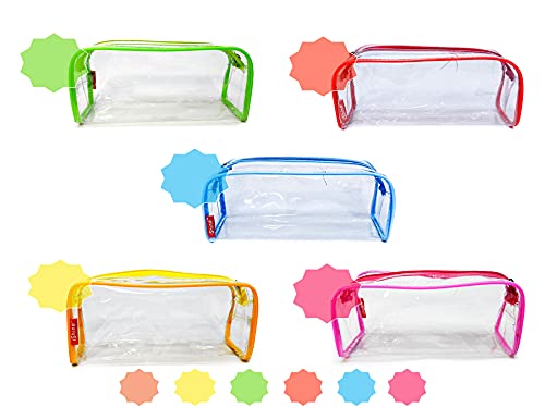Image of iShine Transparent Multipurpose Travel Pouches, Makeup Toiletry Kit Bag,Cosmetic Pouch, Zipper Pouch for Women Men and Medium (Pack of 5, Assorted)