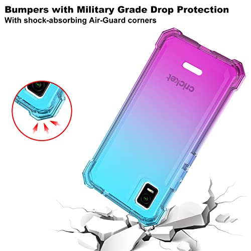 Ailiber Case For At&T Calypso 3, Att Calypso 3(U328Aa) Case With Screen Protector, Dual Layer Structure Protection, Shockproof Corner Tpu Bumper, Military Grade Phone Cover For Att Calypso 3-Blue Pink #TOP3