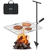 Gonex Portable Campfire Grill Grate for Fire Pit Foldable Stainless Steel Grill Height Adjustable Camping Cooking Equipment for RV Outdoor Backyard BBQ Courtyard 15.35'x18.3'