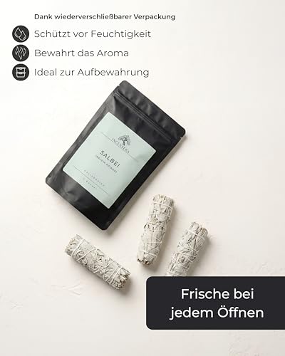 Incensera Weißer Salbei, 3 Stück Räucherbündel, Smudge Stick, Getrockneter White Sage, Natur Räucherwerk