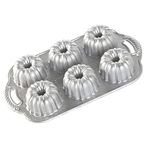 Nordic Ware 86202FSAMZ Commercial Anniversary Bundtlette Pan with Premium Non-Stick Coating, 6-Cavity