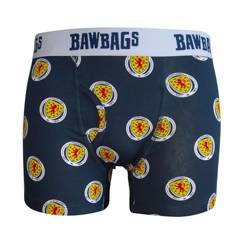 Bawbags Scotland National Team - Badge Cotton Boxer Shorts XL - Mens Boxers - Breathable 95% Cotton Stretch Fabric - Rude Funny Underwear for Men - Comfortable Stylish Novelty Underpants Funky Gift