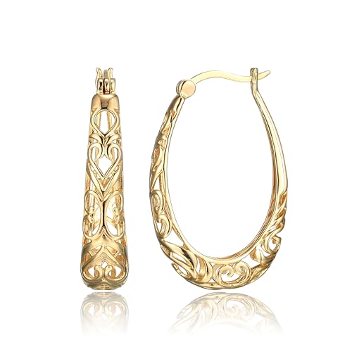 Image of Amazon Collection Sterling Silver Filigree Oval Hoop Earrings