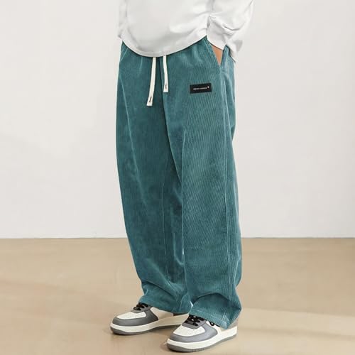 Men’s Casual Corduroy Sweatpants with Pocket Elastic Waist Baggy Straight Leg Slacks Pants Work Streetwear for3