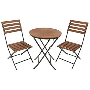 DEGAMO Bistroset LIENZ 3-teilig, Gestell Stahl pulverbeschichtet, Holz Akazie