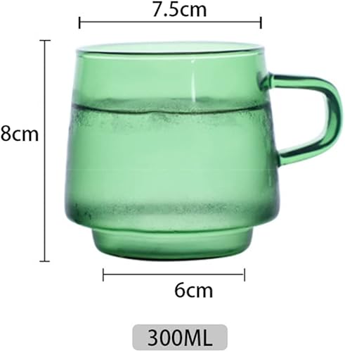 Miniatura 6 de Taza de café colorida de vidrio de borosilicato, taza de café, tazas de caneca, tazas de té, jugo, leche, agua, resistente al calor (verde, 10.1 fl