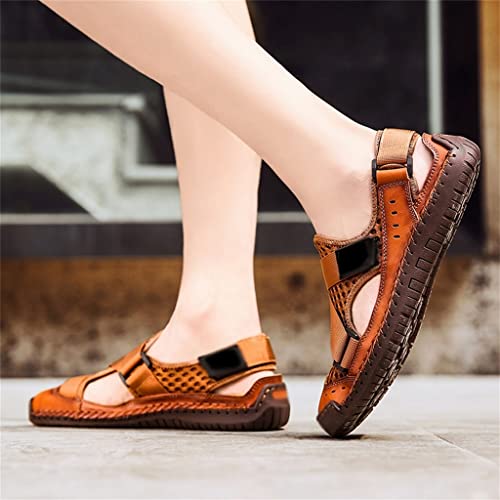 Mens Sandals Mesh Deck Beach Sandals Fisherman Shoes for Men Outdoor Handmade Men Shoes(44)3