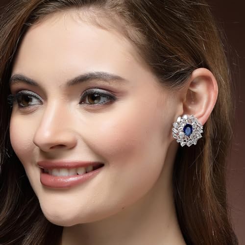 Image of Karatcart Women Green American Diamond Stud Earrings
