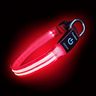 PowBear Light up Dog Collars -100% Waterproof - USB Rechargeable - Ultimate Bright LED Safety Collar for All Dogs - Stay Safe & Visible, Premium Nylon & Adjustable Buckle(Blue, S)