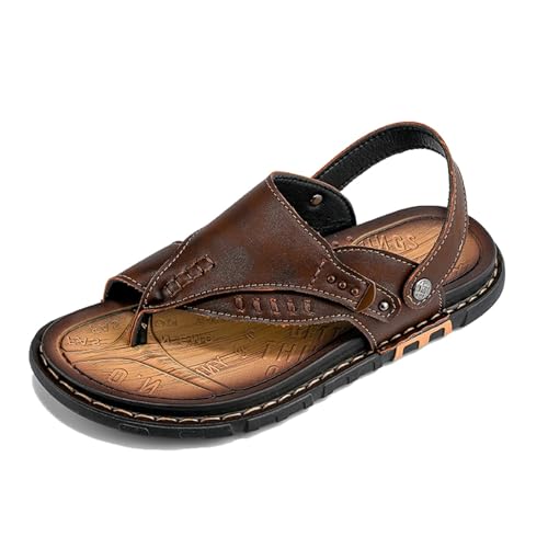 CLSQLXYJZC Men's Orthopedic Closed Toe Sandals Shoes, Men Slip-On Non- Slip Orthopedic Bunion Corrector Sandals with Arch Support, Toe Ring Style Beach Shoes, for Papa Husband, Big Toes Bent Toes