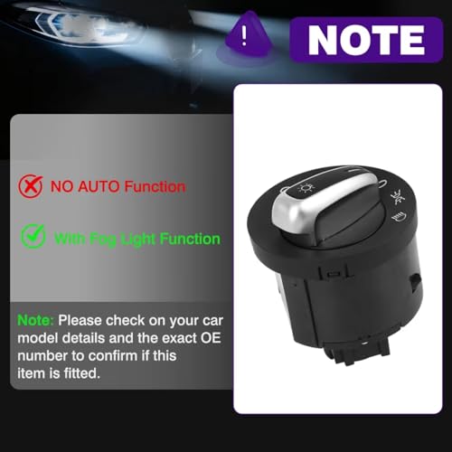 Interruptor de control de faros perilla antiniebla para Golf Jetta MK5 MK6 5