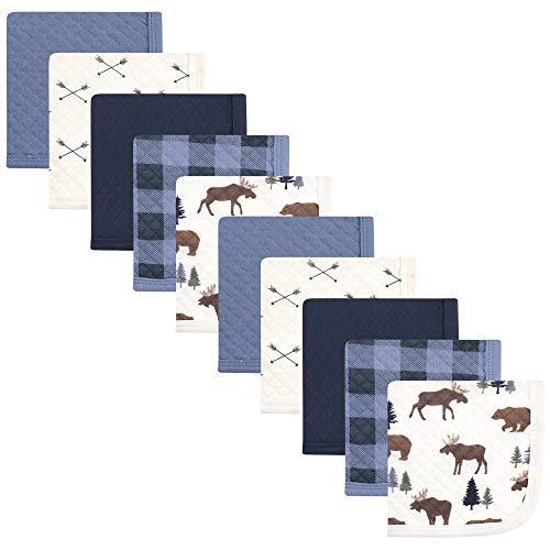 Image of Hudson Baby Unisex Baby 20Pc Quilted Cotton Washcloths, Moose Moose Bear, One Size