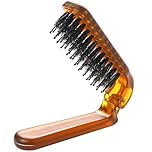 Sliverdew Hair Brush, Foldable Mini Boar Bristle Travel Hair Brush for Women and Men, Small Mini Compact Hairbrush Pocket Size Comb for Any Hairstyles, Restore Hair Shine, Beard Brush