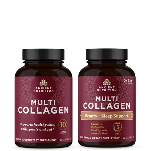 Ancient Nutrition Multi Collagen Capsules, 90 Count + Multi Collagen Capsules, Beauty & Sleep, 90 Count - image 1