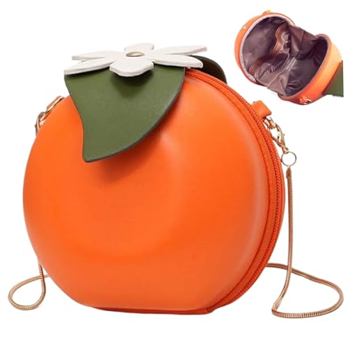 Orange Fruit Bag, 6inch PU Leather Orange Purse with Chain Strap, Small Orange Crossbody Purse, Orange Shaped Purse for Women Girls2