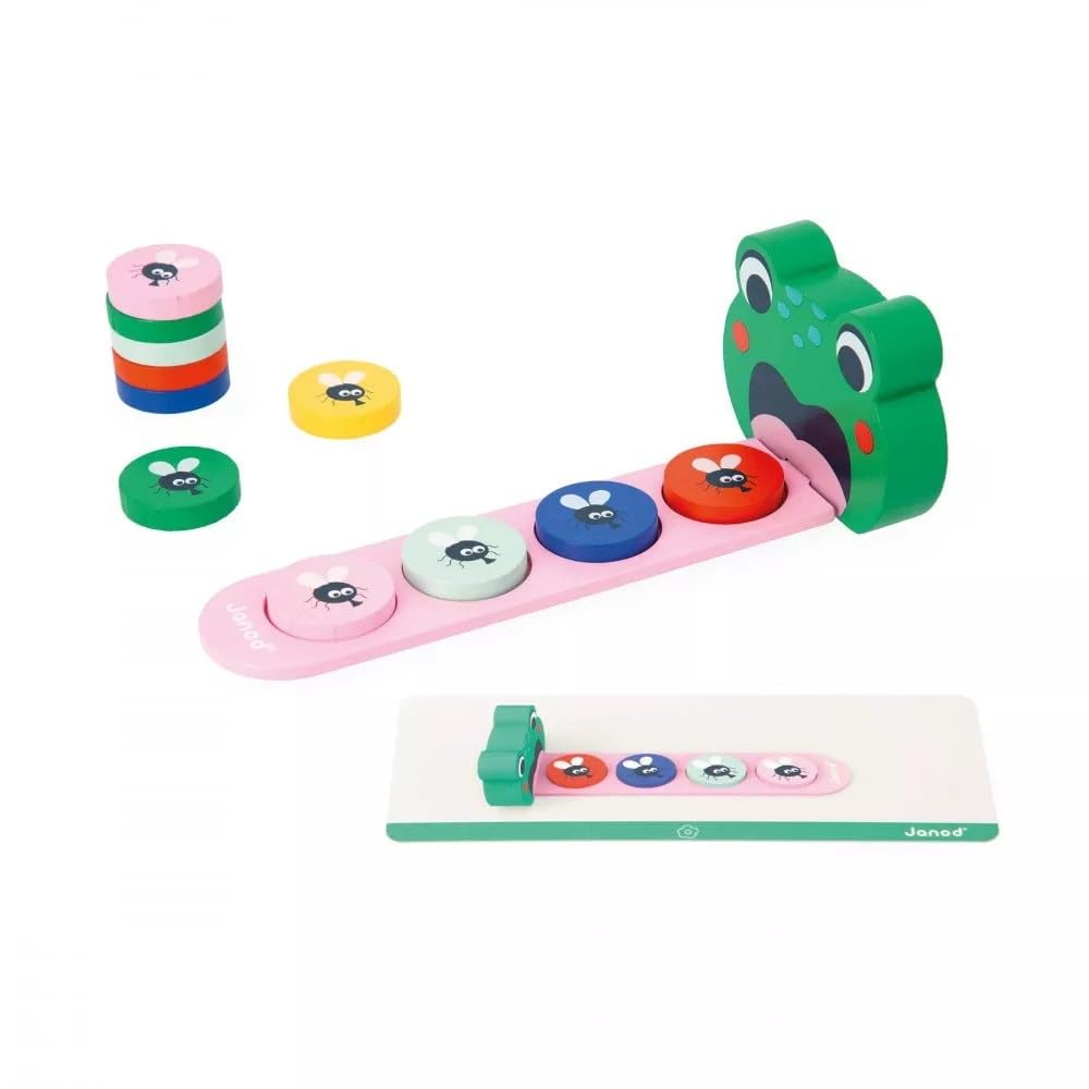 Janod - Pédagogie Range - Frog Algorithms - Learn Colours and Sequences - Children’s Educational Toy - Frog Game - 36 Months +, J05088