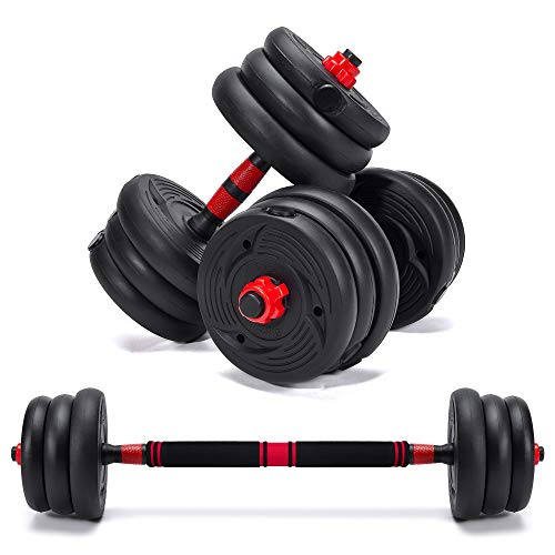 ZYOMY 20KG 44Lbs Adjustable Dumbbells Barbell Set, Weights Dumbbell with Connecting Rod, Free Weights 2-in-1 Set Non-Slip Neoprene Hand, Workout Exercise Training Fitness, Home Gym, Office ZYOMY 20KG 44Lbs Adjustable Dumbbells Barbell Set, Weights Dumbbell with Connecting Rod, Free Weights 2-in-1 Set Non-Slip Neoprene Hand, Workout Exercise Training Fitness, Home Gym, Office