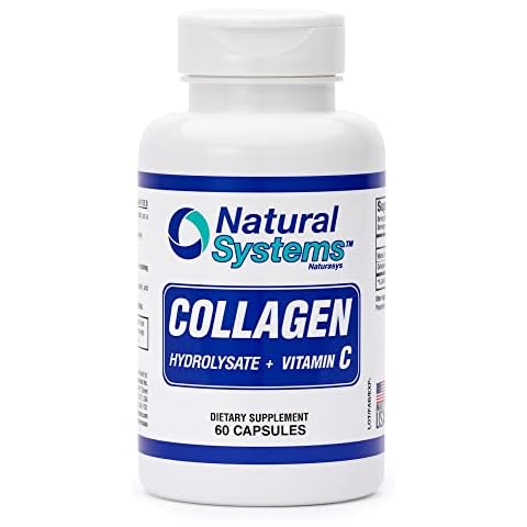 Collagen Plus Vitamin C by Natural Systems 60 Capsules - Collagen Hydrolysate and Vitamin C for Vital Hair and Skin - Collagen Supplements Women and Men - Hydrolyzed Collagen Peptides Powder Pills Cover