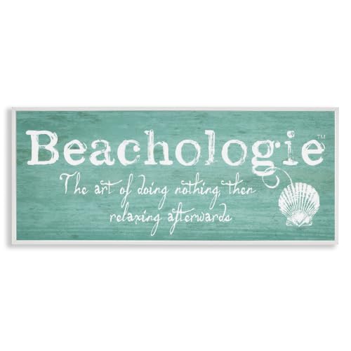 Beachologie Shell Sign Coastal Humor, 13 x 30 Inch Framed Giclée Print