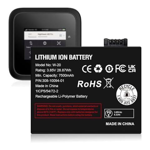 BOANV 7500mAh W-20 Battery for NETGEAR Nighthawk 5G WiFi 6 Mobile Hotspot Pro by AT&T W-20 MR5100 MR5200, MR5200-100EUS Higher Capacity Replacement Battery Cover
