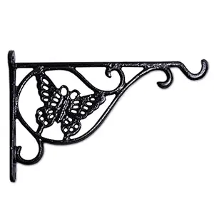 Sharpex Wall Mounted Metal Bracket | Decorative Wall Hook Plant Hanger for Hanging Pots, Bird Feeders, Flower Baskets, Planters, Lanterns, Lamps, and Wind Chimes for Indoor/Outdoor Use (Black, 1 Pc)