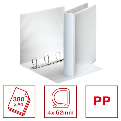 Classeur à anneaux Esselte Essentials robuste en polypropylène blanc format A4 - 2
