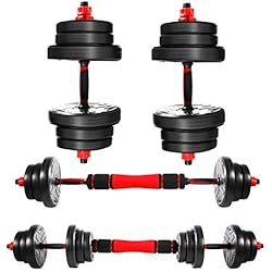 Barra Con Discos De Plastico CCLIFE Juego Pesas 2en1, Mancuernas Ajustables con Barra de Conexion y Discos 20/30/40KG