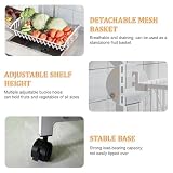 Display Rack,4-Tier Rolling Storage Cart With Wheels,Adjustable Metal Fruit & Vegetable Basket Organizer With Wood Handle,Mesh Wire Utility Rack For Kitchen,Food Sto(Black,5 Tier)