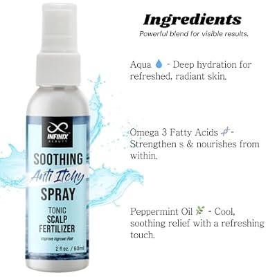 Anti-Itchy Scalp Spray with Peppermint & Omega 3 (Pack of 2) Soothing Serum for Dry, Flaky Scalp & Ingrown Hair Paraben & Sulphate Free, 2 fl oz