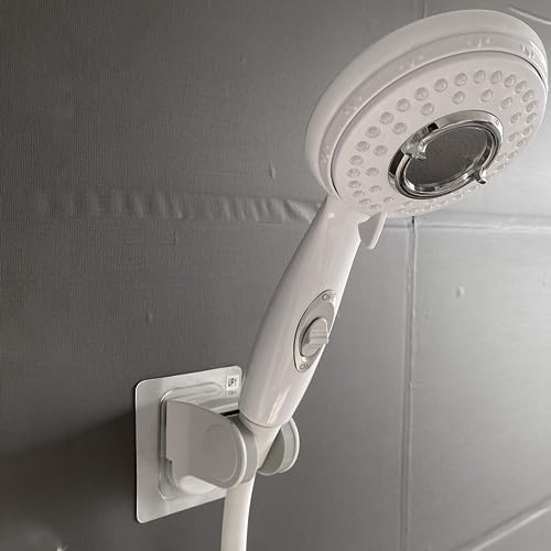 Cabezal de ducha portátil con manguera de 60 in y soporte blanco miniatura 2