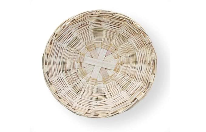 Round Natural Bamboo Basket Tokri Organically Handmade With 100% Bamboo by Handicraft Expert of Nature Living/Solid Fruit & Vegetable Basket/Navratri Ghat Asthapana Tokri Basket (12 inch)-picture-28