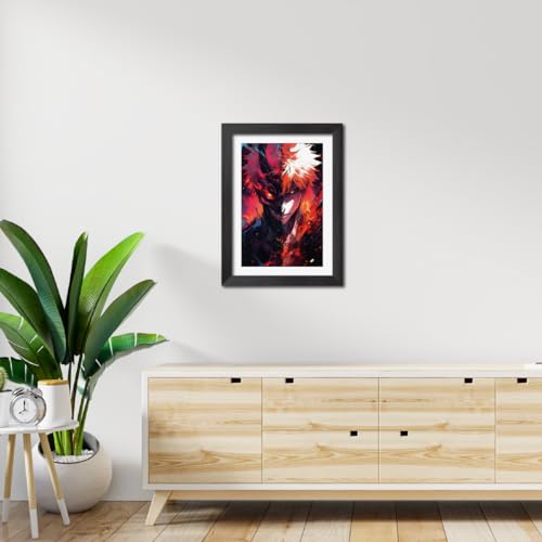 Image of TenorArts Ichigo Posters Bleach Anime Poster Laminated Photo Frame Painting with Matt Finish Black Textures (12inches x 9inches)