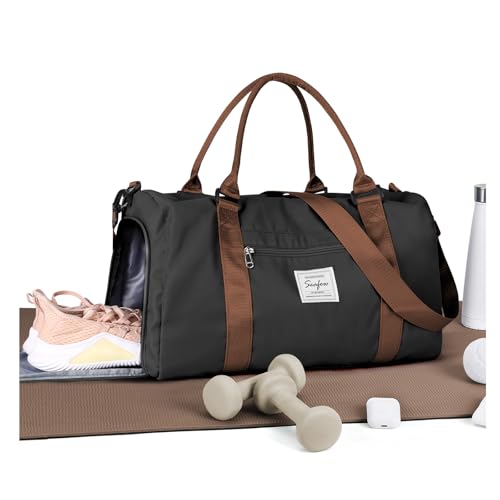 Image of Gym Bag Womens Mens with Shoes Compartment and Wet Pocket Travel Duffel Bag for Women for Plane Sport Gym Tote Bags Swimming Yoga Waterproof Weekend Overnight Carry on Bag Hospital Holdalls