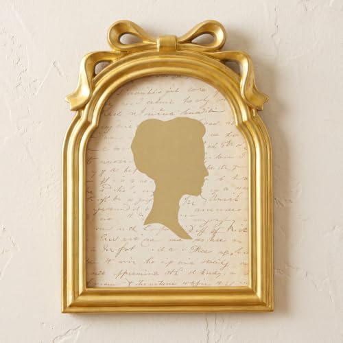 AceOrbit 8x10 Inch Gold Bow Picture Frame Vintage Arch Edge Wooden Real Glass Photo...