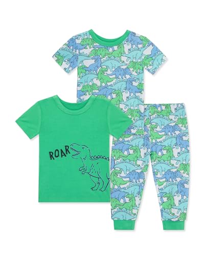 Little Me Clothes for Baby Boys' Dino 3-Piece Pajamas, Green, 18 Months