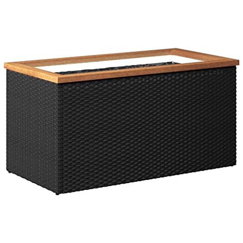 vidaXL Jardinière Noir 80x40x40 cm résine tressée, lit surélevé, bac à Fleurs, Support de jardinière, Pot de Jardin, Pot de Fleurs, Support de Plantes