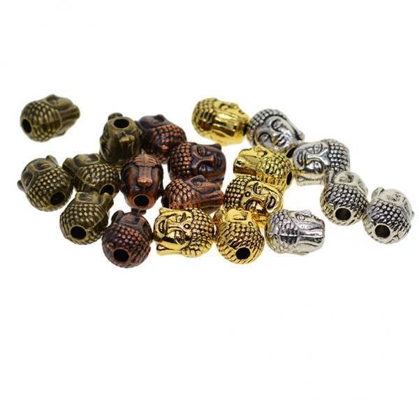 SNAPPSY 5x20 Pcs Assorted 3D Buddha Spiritual Spacer Beads Jewelry DIY Bracelet Making-image-6