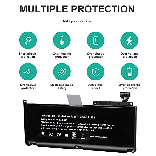 Image of ASUNCELL A1331 13 inch A1342 (Late 2009 Mid 2010) Laptop Battery for Apple MacBook Unibody fits 661-5391 020-6582-A MC233LL /A MC207LL /A MC516LL /A