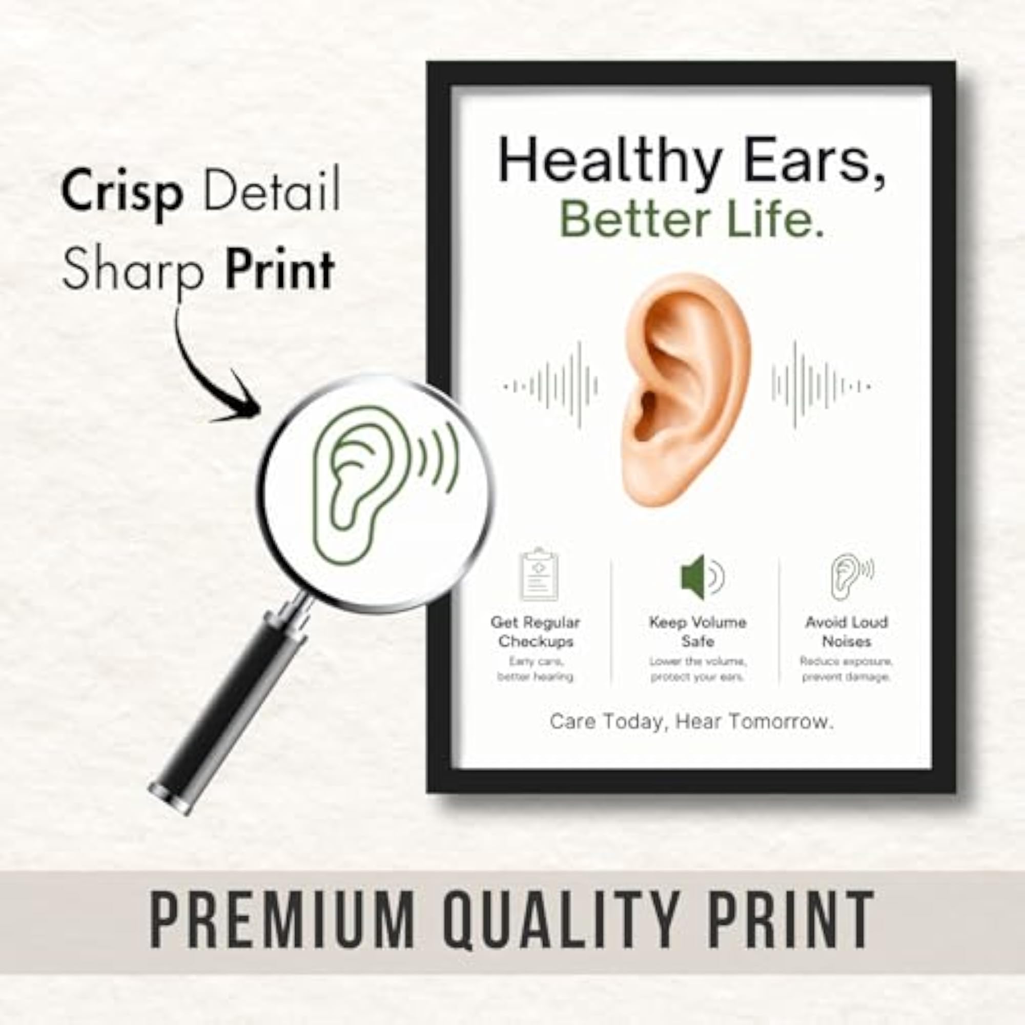Educational Ear Care Wall Frame Poster for Clinic & Office