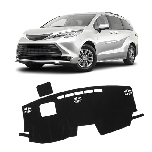KUST Black Dash Cover for Toyota Sienna 2021-2024 2025 2026 (with HUD) (Not fit for 2026 Sienna Without HUD) Non-Slip Dashboard Cover Polyester Accessories for Sienna Custom Fit Dash Mat No Glare