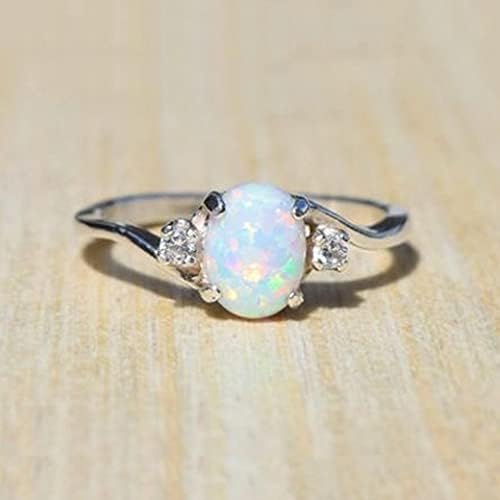 Exquisite Women's 925 Plate Silver Ring Oval Cut Created-Fireopal Diamond Jewelry Birthday Proposal Gift Bridal Engagement Party Band Rings Size 5-11 Green 73