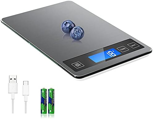 Rechargeable Kitchen Scale, COZYAGE 33lb Kitchen Scale for Cooking/Baking/Diet, Digital Food Scale with 5 Units, 1g/0.1oz Precise Graduation, Large LCD Screen (Grey)