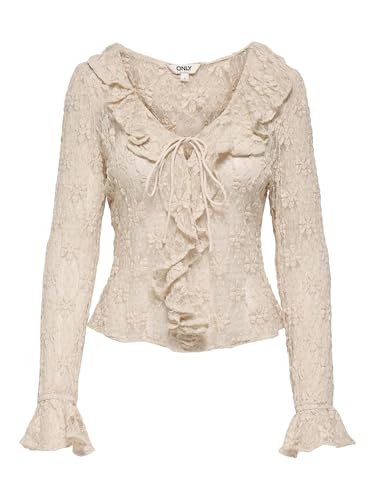 Top dentelle Onlpearlina Ls Ruffle Lace Top WVN ONLY pour femme élégante