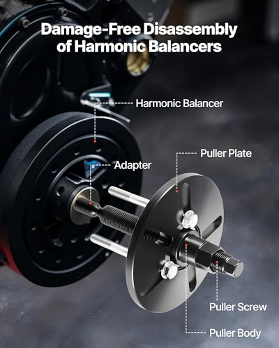Image of VEVOR Harmonic Balancer Puller Removal & Install Tool Kit, All-Steel Harmonic Balancer Installer Set Tool Kit for Removing and Installing of Balancers, Flywheels, Crankshaft Pulleys, Steering Wheels