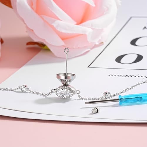 Urn Bracelet for Ashes for Women 925 Sterling Silver - Cremation Paved Oval Cubic Zircon/Opal/Infinity Heart Rose Gold Memorial Jewelry Bereavement Keepsake Locket Gifts for Loss of A Loved One3